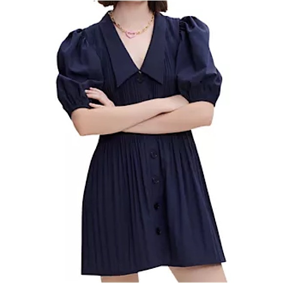 Maje Rockina Balloon Sleeve Dress Navy - Picture 11 of 12